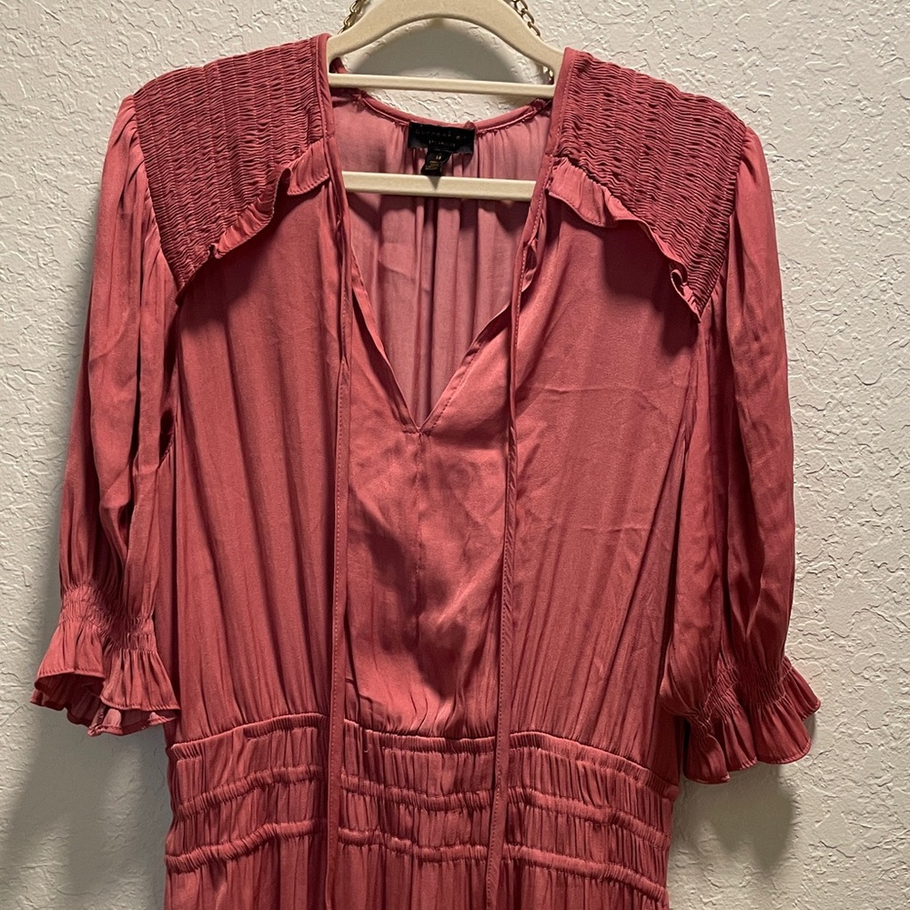 Current Air Rose Midi Dress with Ruffled Sleeves - Picture 2 of 6